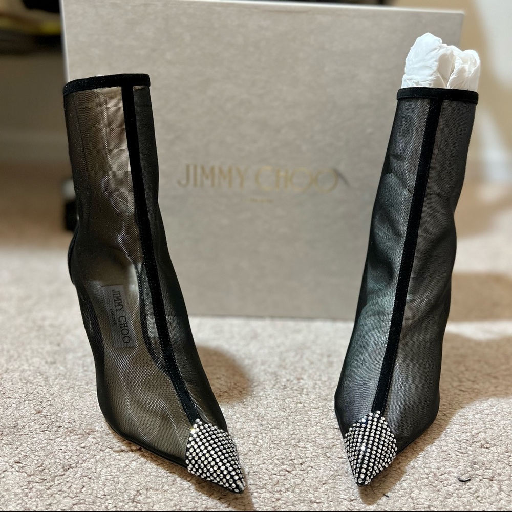 Jimmy Choo Naidoo 90 Mesh & Suede Bootie - Picture 12 of 16